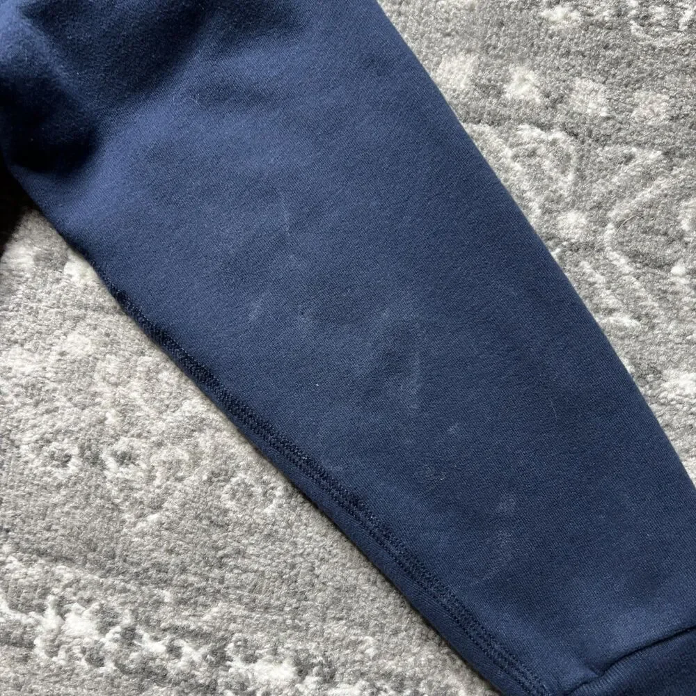 Abercrombie & Fitch Womens Logo Spell Out Cropped Hoodie Large Navy Blue READ - Picture 8 of 9